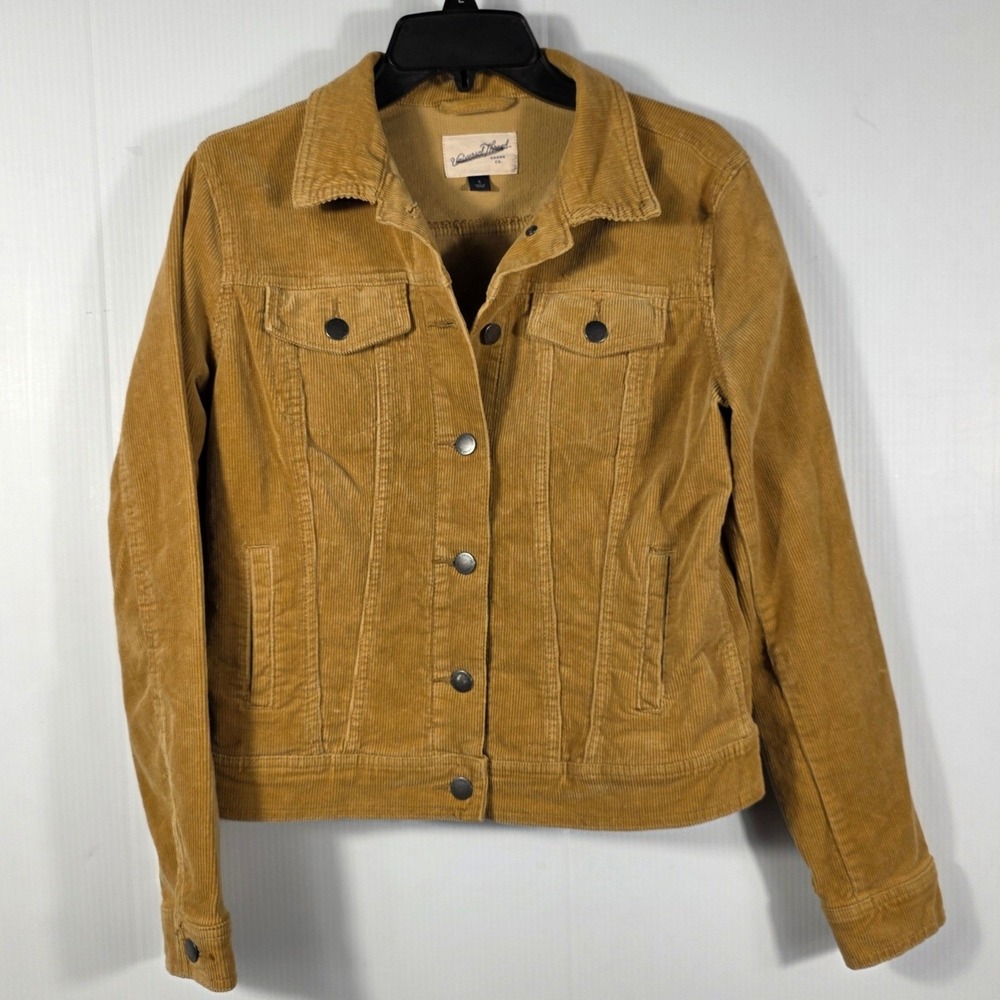 Universal Thread Womens Mustard Tan Corduroy Trucker Jacket Small Button Front - Picture 3 of 9